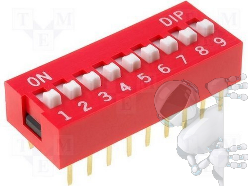 Arrastrarse Flexible Excluir DIP Switch de 9 Posiciones Rojo - Electronica