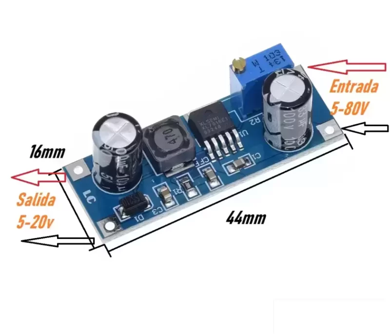 Regulador Voltaje Step Down XL7015 DC DC 5-80V a 5-20V 0.8A - Imagen 4