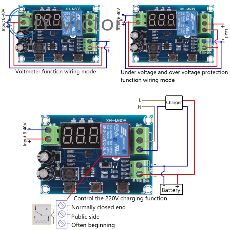 XH-M608 Módulo de carga de batería Medidor bajo protección de sobretensión de voltaje para módulo de amplificación de potencia - Imagen 3